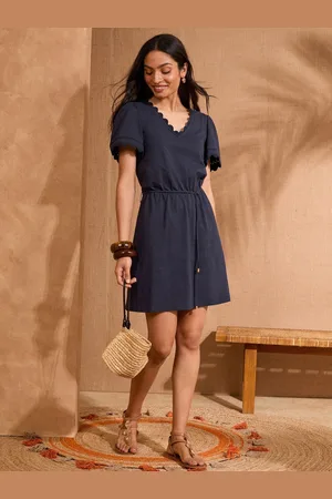 Love & Roses Scallop V-Neck Mini 100% Cotton T-Shirt Dress40