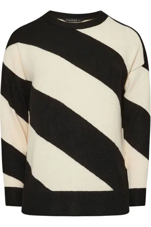 Evans Cream/Black Diagonal Stripe Jumper44