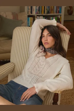 Laura Ashley Pointelle V-Neck JumperS