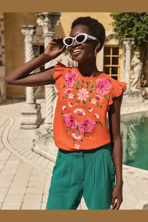 Love & Roses Crew Neck Short Sleeve Embroidered Top42