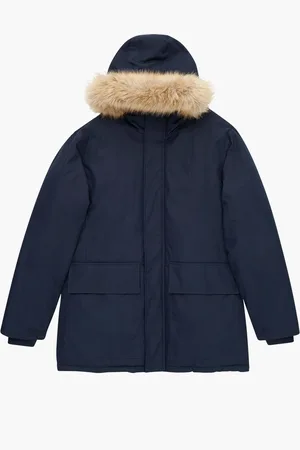 French Connection Imiteret Pels Trim Lang Længde Parka FrakkeM