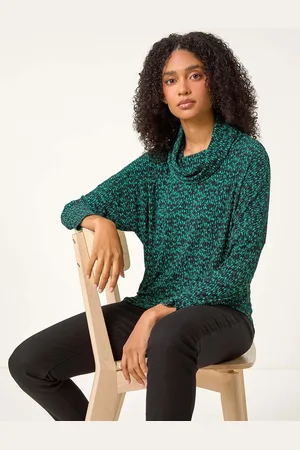 Roman Print Relaxed Cowl Neck Tunic Top44