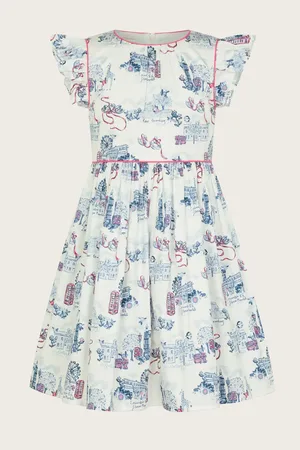 Monsoon London Print Frilly 100% Cotton Dress152158cm