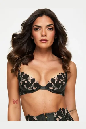 Ann Summers Side Blomster Broderet & Kunstlæder Non Padded Plunge BH