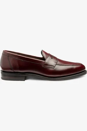 Loake Red Leather Saddle Trim Loafers with A Rubber Sole