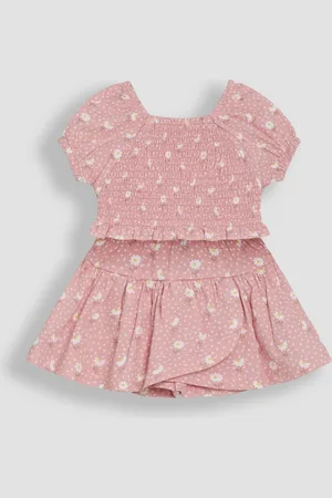 JoJo Maman Bébé Smocked 100% Cotton T-Shirt & Skort Set 2 Piece8086cm