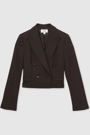 Reiss Orianna Double-Breasted Cropped Wool-Blend Blazer42