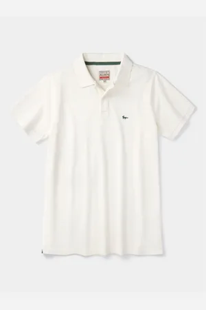 Aubin Marcel Pique 100% Cotton White Polo ShirtM
