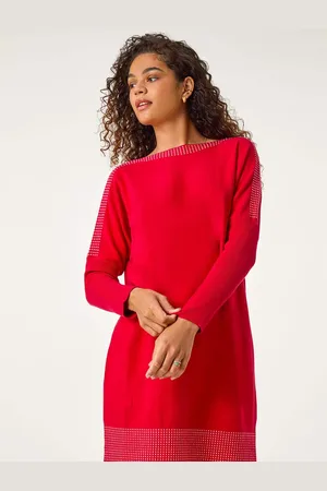 Roman Contrast Spot Border Knit Jumper Dress48