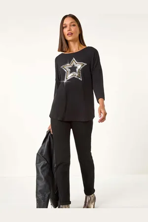 Roman Embelished Pailletter Star Stræk Top40