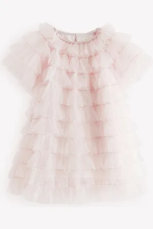 Next Sparkle Ruffle Mesh Dress (3mths-8yrs)2 - 3 år (92 - 98cm)
