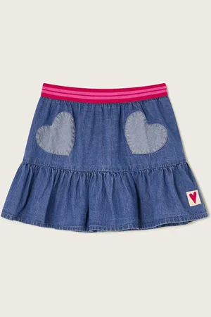 Monsoon Heart Ruffle Denim 100% Cotton Skirt152158cm