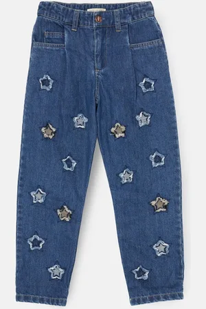 Angel & Rocket Mollie Blå Star Applique Barrel Fit 100% bomulds Jeans8 år ( 128 cm)