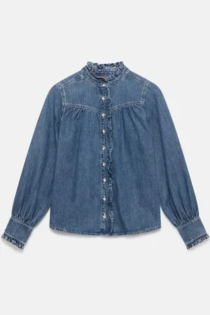 mint&berry Ruffle Denim 100% Cotton Blousemedium