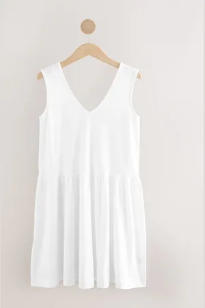Next 100% Cotton V-Neck Jersey Mini Summer Dress46høj