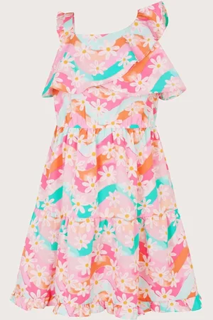Monsoon Asymmetrical Frilly Floral Print Dress98104cm