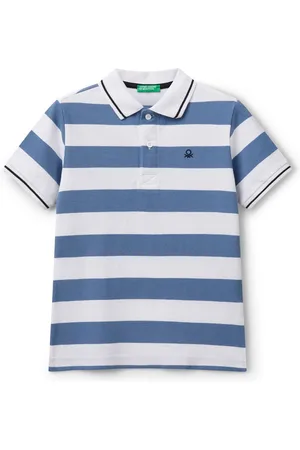 Benetton Boys Pique Stripe 100% Cotton Polo Shirt128134cm