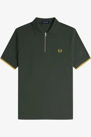 Fred Perry Crepe Pique Zip Neck Polo-skjorterStor