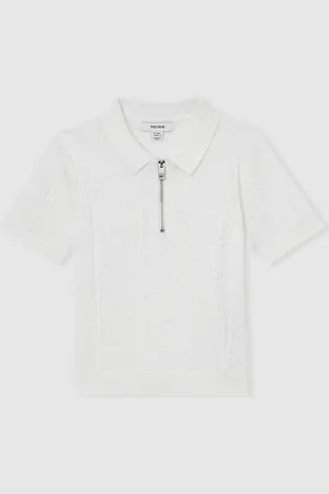 Reiss Spey Half Zip Pointelle Polo Shirt158164cm
