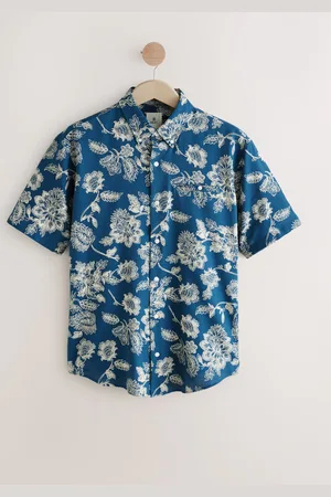 Next 100% Cotton Textured Floral Print Short Sleeve ShirtMiddel