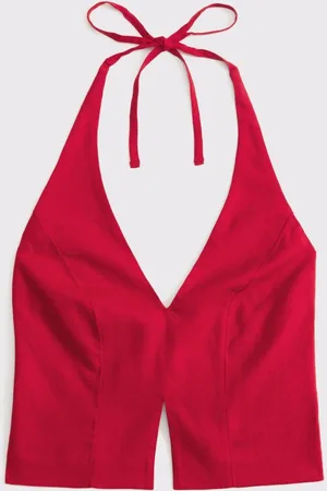 Abercrombie & Fitch Red Clean Front Halter Neck Topxsmall