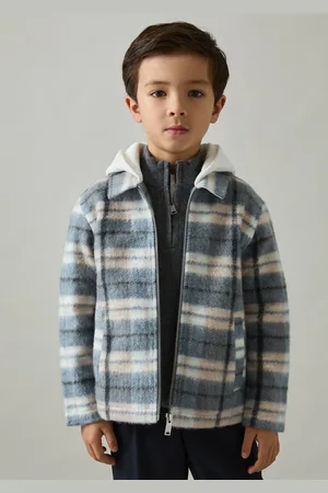 Reiss Ostler Long Sleeved Hooded Check Overshirt3 - 4 år (98 - 104cm)
