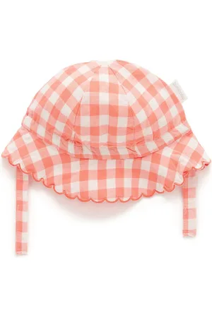 Purebaby Coral Gingham Sun Hatm