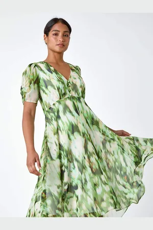 Roman Abstract Print Hanky Hem Chiffon Dress48