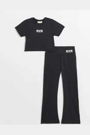 River Island Girls Active Crop 100% Cotton Top and Flare Set11 - 12 år (146 - 152cm)