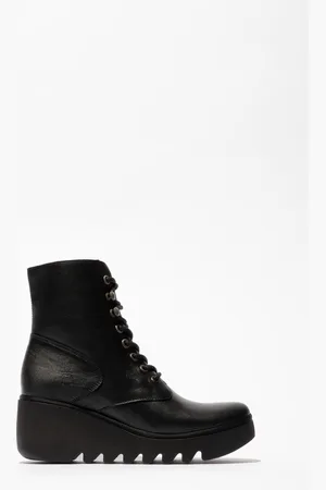 Fly London Birr Lace-Up Ankle Black Boots