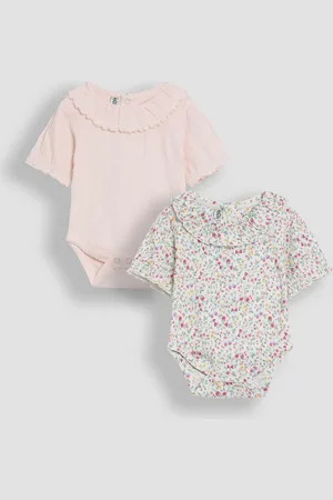 JoJo Maman Bébé Floral Frill Collar Bodies 2 Pack8086cm