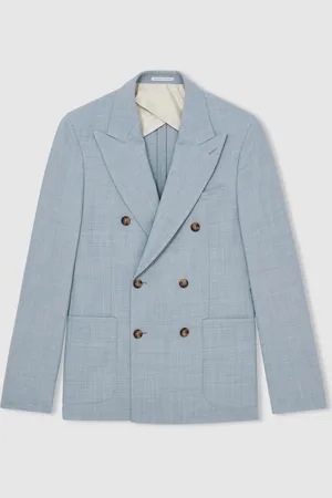 Reiss Belmont Db Slim-Fit Double-Breasted Textured Suit Blazer With Wool38r