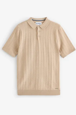 Threadbare Cotton Mix Kortærmet Textured Knitted Polo-skjorterStor