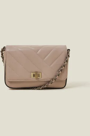 Accessorize Chain Strap Faux Leather Cross-Body BagEn