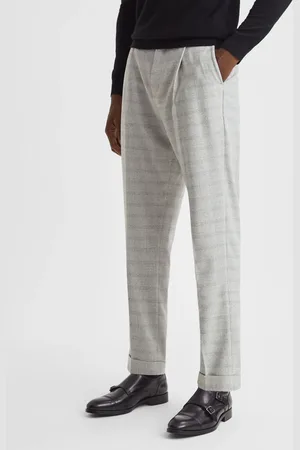 Reiss Ridge Slim Fit Prince of Wales Rolled Hem Trousers30