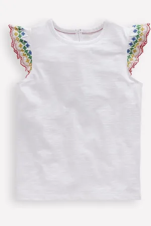 Boden Margaret Broderie Frill 100% Cotton T-Shirt134140cm