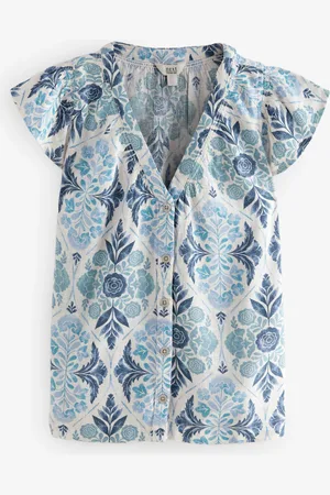 Next Linen Blend Button Down Ruffle Sleeve Top38