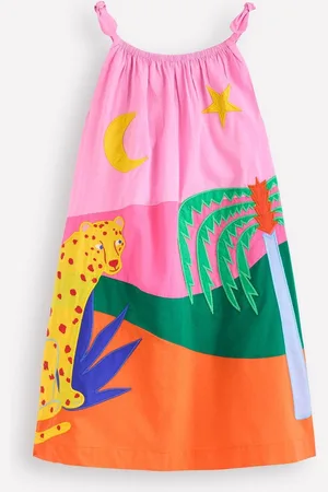Boden Strappy 100% Cotton Appliqué Dress134140cm