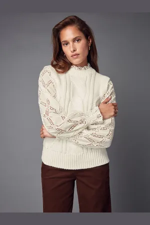 Next High Neck Collar Lace Layer Cable Knitted JumperL Reg