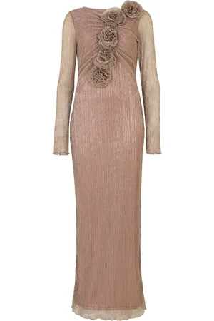 DASKA Capella Maxi Dress With Long Sleeves And 3D Flower Detailssmall