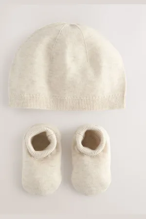 Next Baby 100% Cottton Knitted Hat and Bootie 2 Piece Set (0-9mths)Op til 3 måneder (62cm)