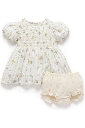 Purebaby Floral Print 100% Cotton Shirred Dress8086cm