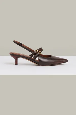 Reiss Isla Leather Slingback Buckle Court Shoes