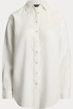 Ralph Lauren Zavandra Linen Embroidered Logo Shirtxlarge