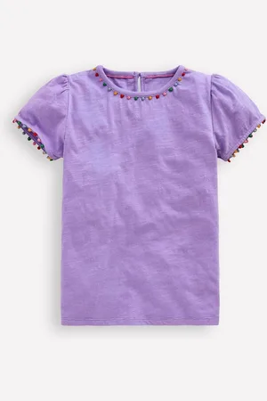 Boden Ali Puff Sleeve Pom 100% Cotton T-Shirt4 - 5 år (104 - 110cm)