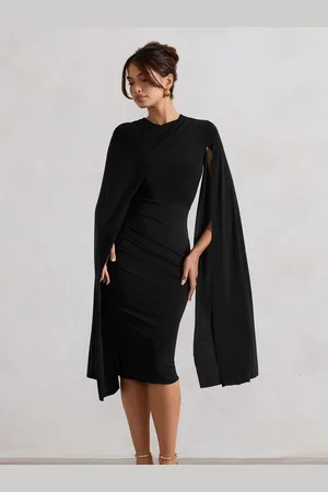 Club L Marysol Asymetric Cape Midi Dress44
