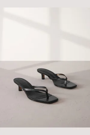 Next Premium Leather Toe Post Heeled Mules