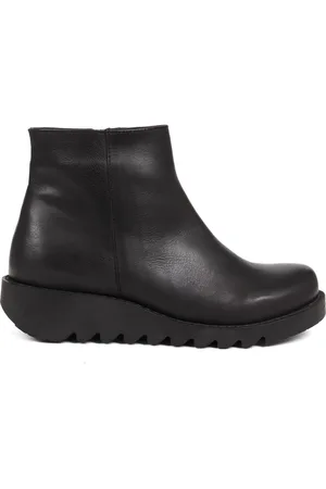 JONES BOOTMAKER Maraine Leather Wedges Black Ankle Boots