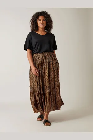 Evans Floral Tie Crinkle Midi Skirt48