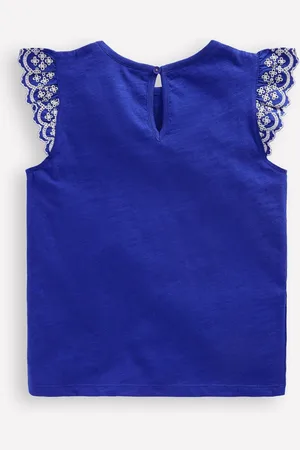 Boden Margaret Broderie Frill 100% Cotton T-Shirt110116cm
